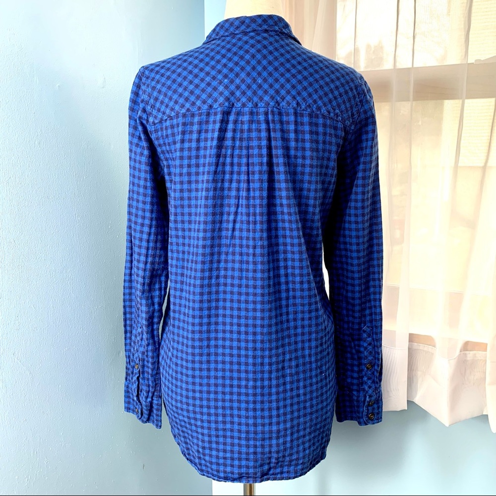 J. Crew Blue Flannel Mini Buffalo Check Button Down - Picture 5 of 8
